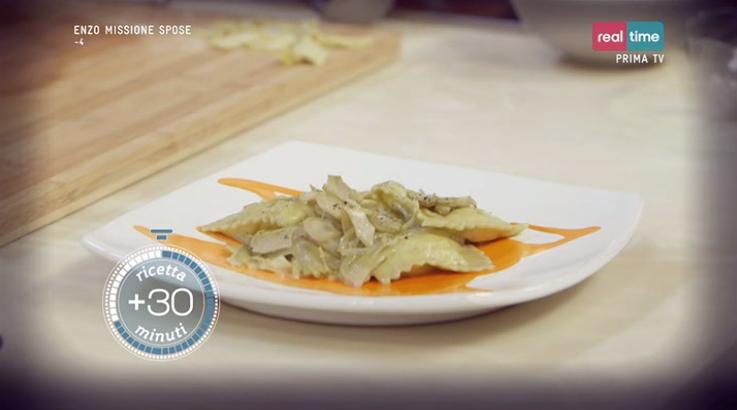 ravioli verdi con stracchino e carciofi