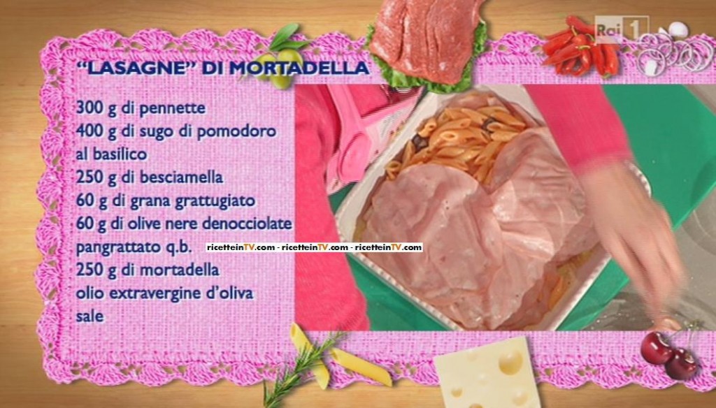 La prova del cuoco Ricetta lasagne di mortadella Antonella Clerici
