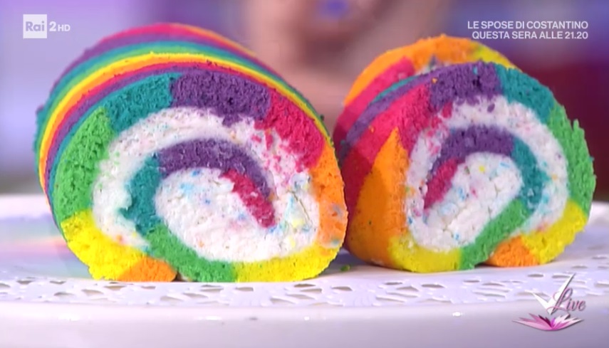 Tronchetto Di Natale Uccia 3000.Detto Fatto Ricetta Rotolo Arcobaleno Di Giulia Vaiana