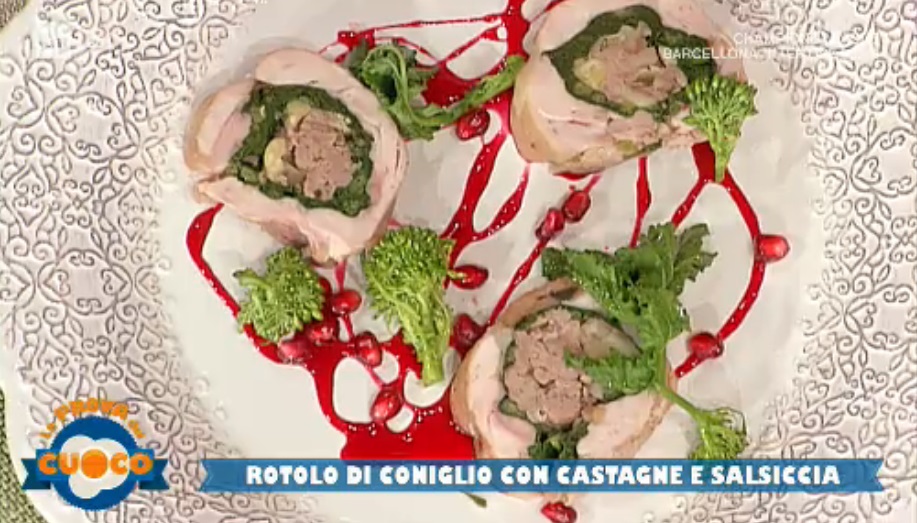 rotolo di coniglio con castagne e salsiccia