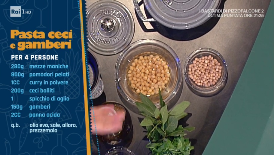 La prova del cuoco Ricetta pasta ceci e gamberi di Fabio Campoli