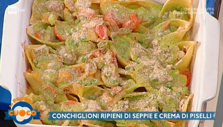 conchiglioni ripieni di seppie e crema di piselli di Diego Bongiovanni