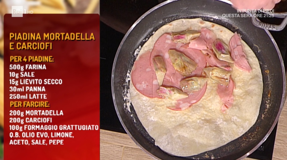 La prova del cuoco Ricetta piadina con mortadella e carciofi di