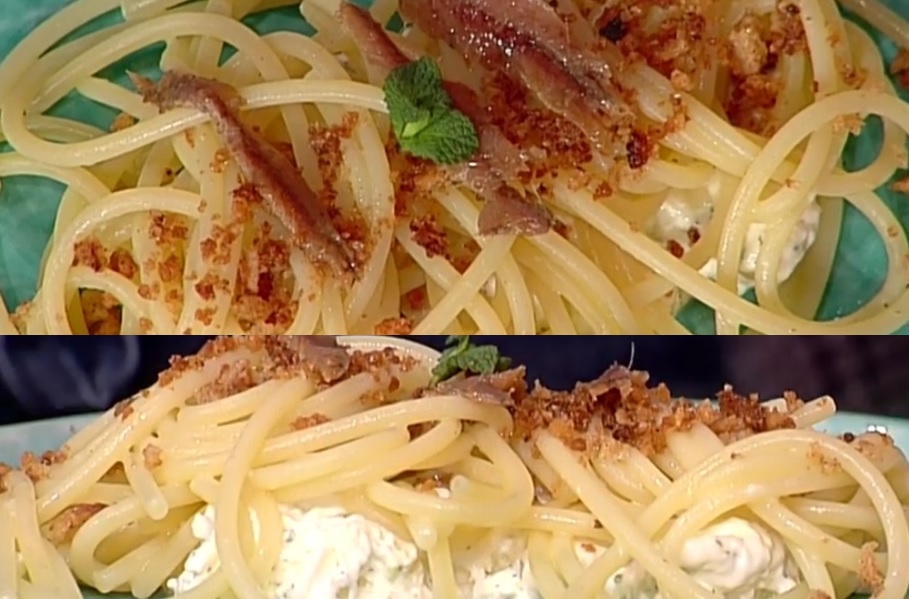 spaghettoni pane burro e alici di Lorenzo Sandano