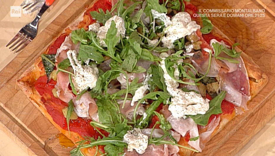 pizza con lonza melanzane e stracciata di Gabriele Bonci