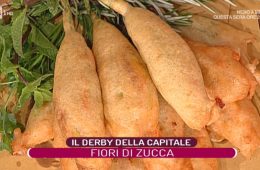 tris di fiori di zucca fritti e sformatino di fiori e pasta di Rufini e Sepe
