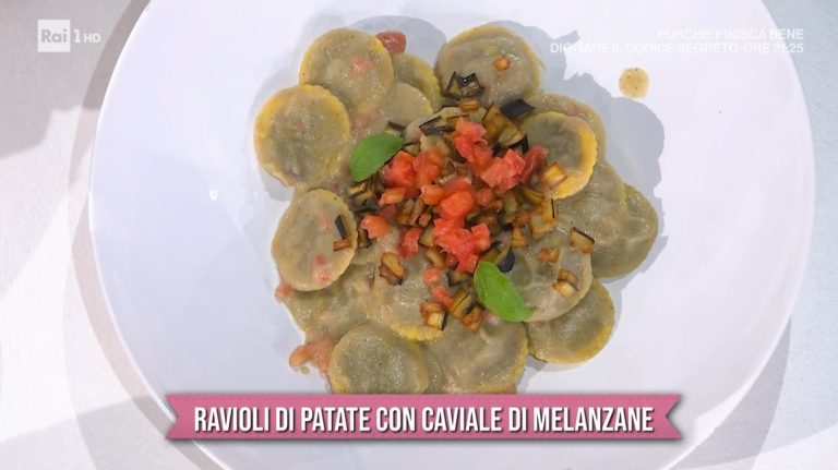 ravioli di patate con caviale di melanzana di Michele Farru