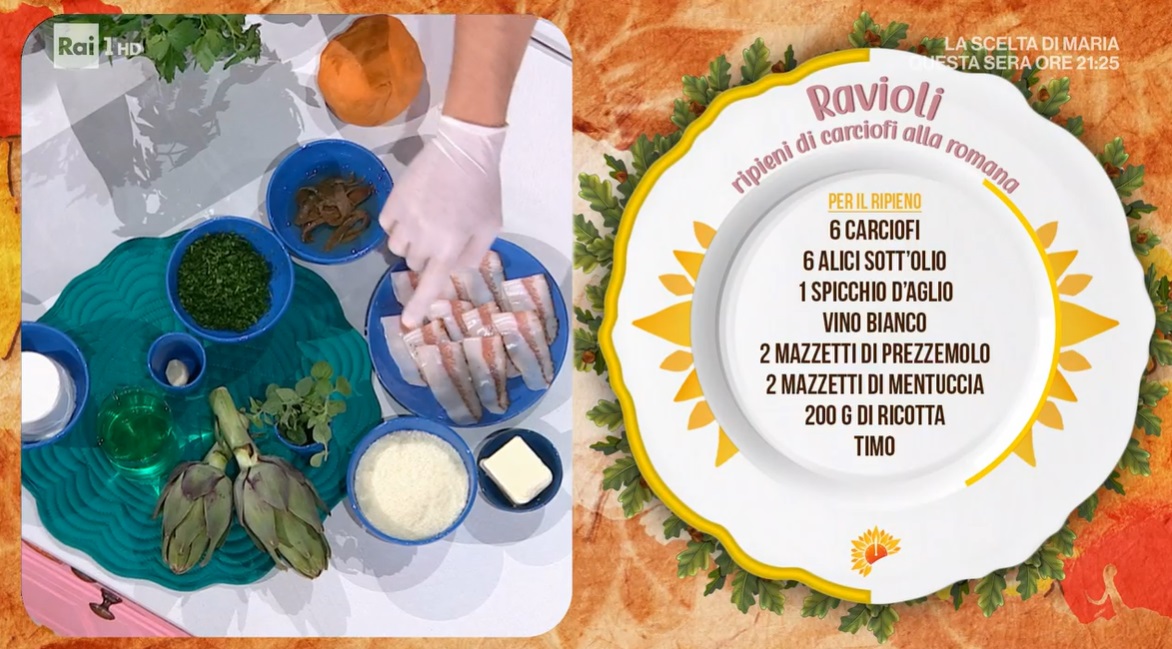 É sempre mezzogiorno Ricetta ravioli ripieni di carciofi alla romana di Gian Piero Fava