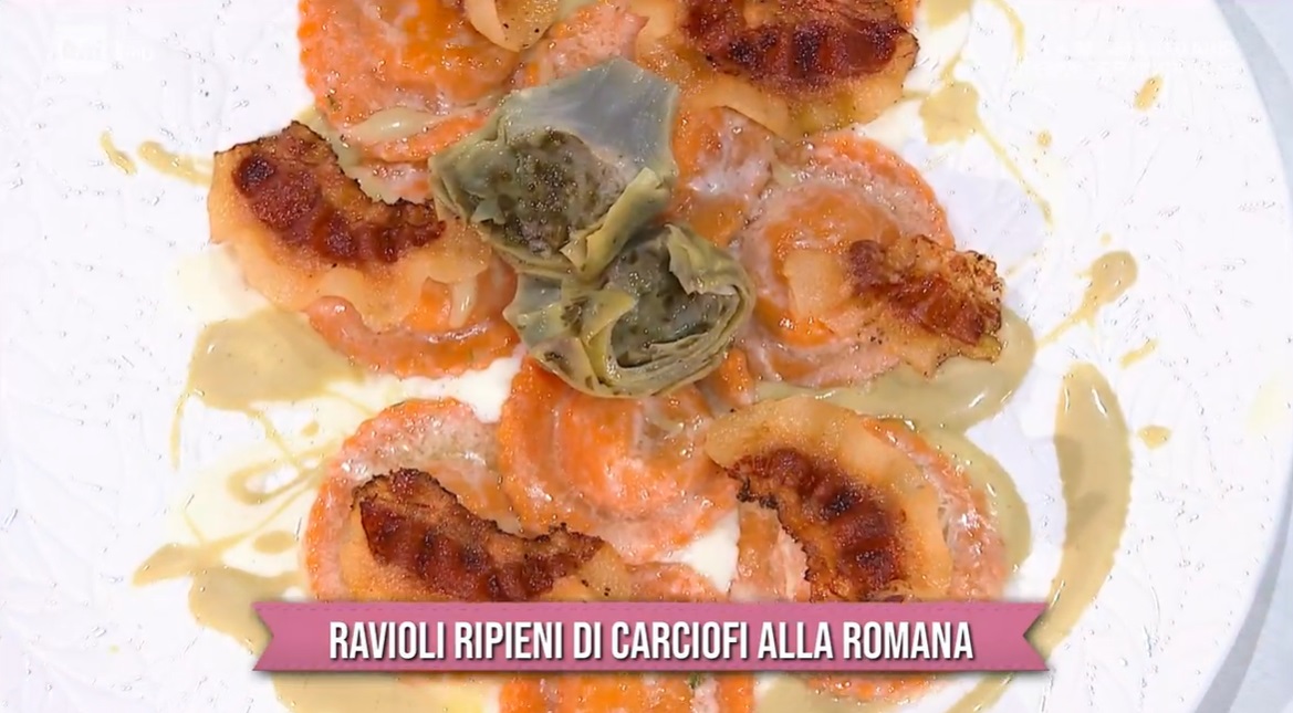 ravioli ripieni di carciofi alla romana