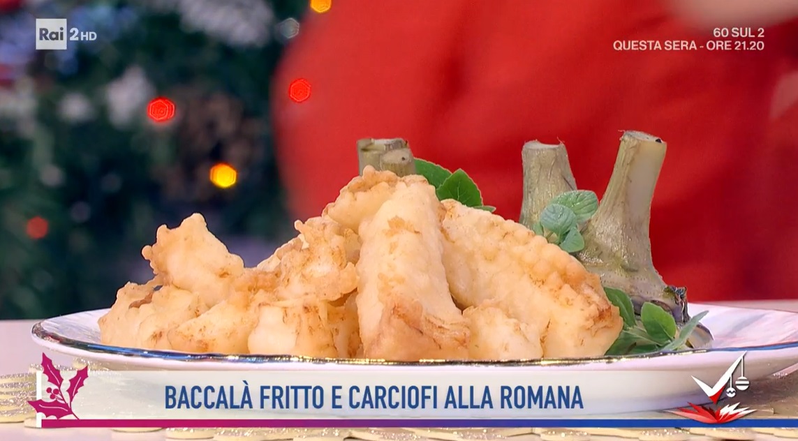 baccalà fritto e carciofi alla romana