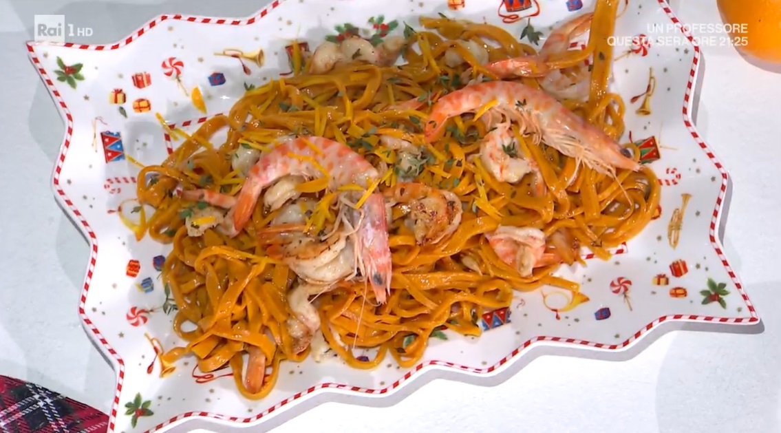 tagliolini alla curcuma gamberi e arancia di Persegani e zia Cri