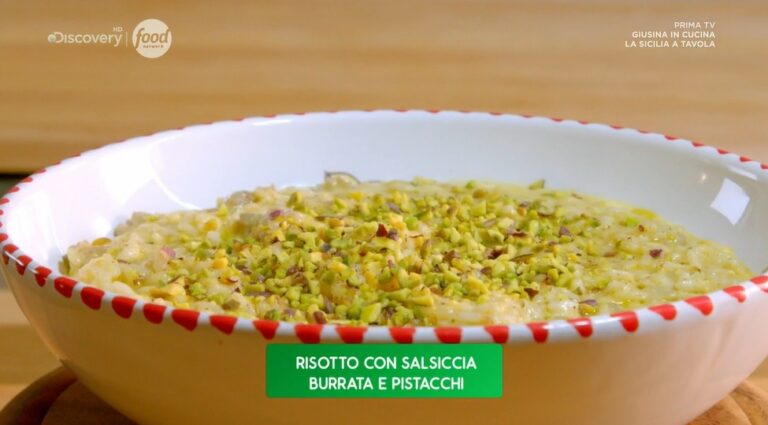risotto burrata salsiccia e pistacchi di Giusina Battaglia