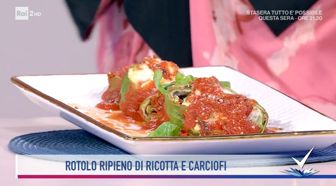 rotolo ripieno di ricotta e carciofi