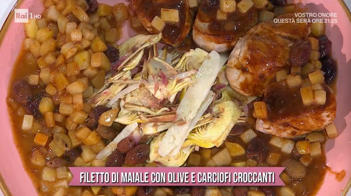 filetto di maiale con olive e carciofi croccanti di Daniele Persegani