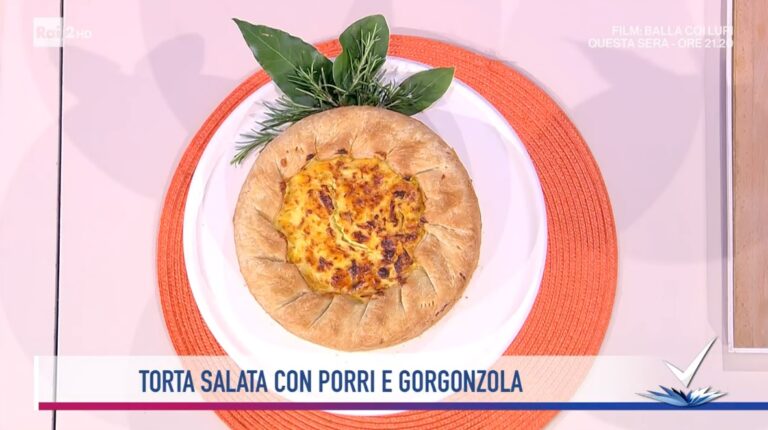 torta salata con porri e gorgonzola