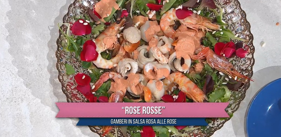 gamberi in salsa rosa di rose di Daniele Persegani