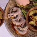 porchetta con scarola e patate colorate di Gian Piero Fava
