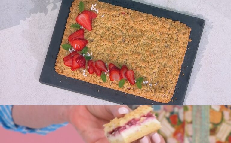 torta sbriciolata ricotta e fragole di Natalia Cattelani