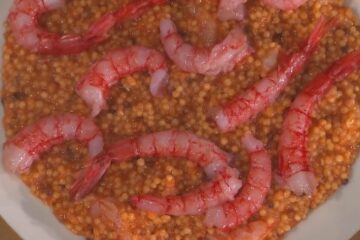fregula gamberi e lenticchie rosse di Michele Farru