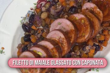 filetto di maiale glassato con caponata di Fabio Potenzano