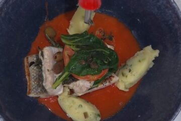 millefoglie di spigola alla mediterranea di Mauro e Mattia Improta